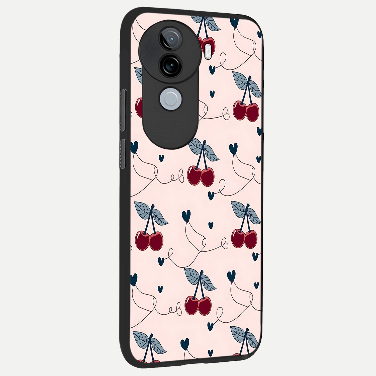  Cherry Heart Line back cover for iQOO Z9s slim fit glass case with vibrant aesthetic design