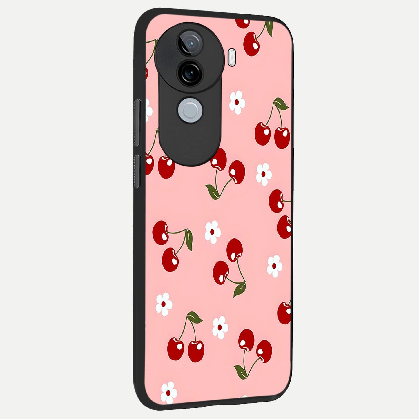  Cherry Love Mood back cover for iQOO Z9s slim fit glass case with vibrant aesthetic design