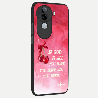  Cherry Quote back cover for iQOO Z9s slim fit glass case with vibrant aesthetic design