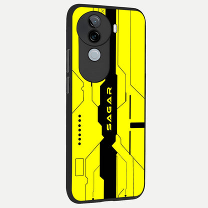  Circuit CYBERPUNK Custom Name back cover for iQOO Z9s slim fit glass case with vibrant aesthetic design