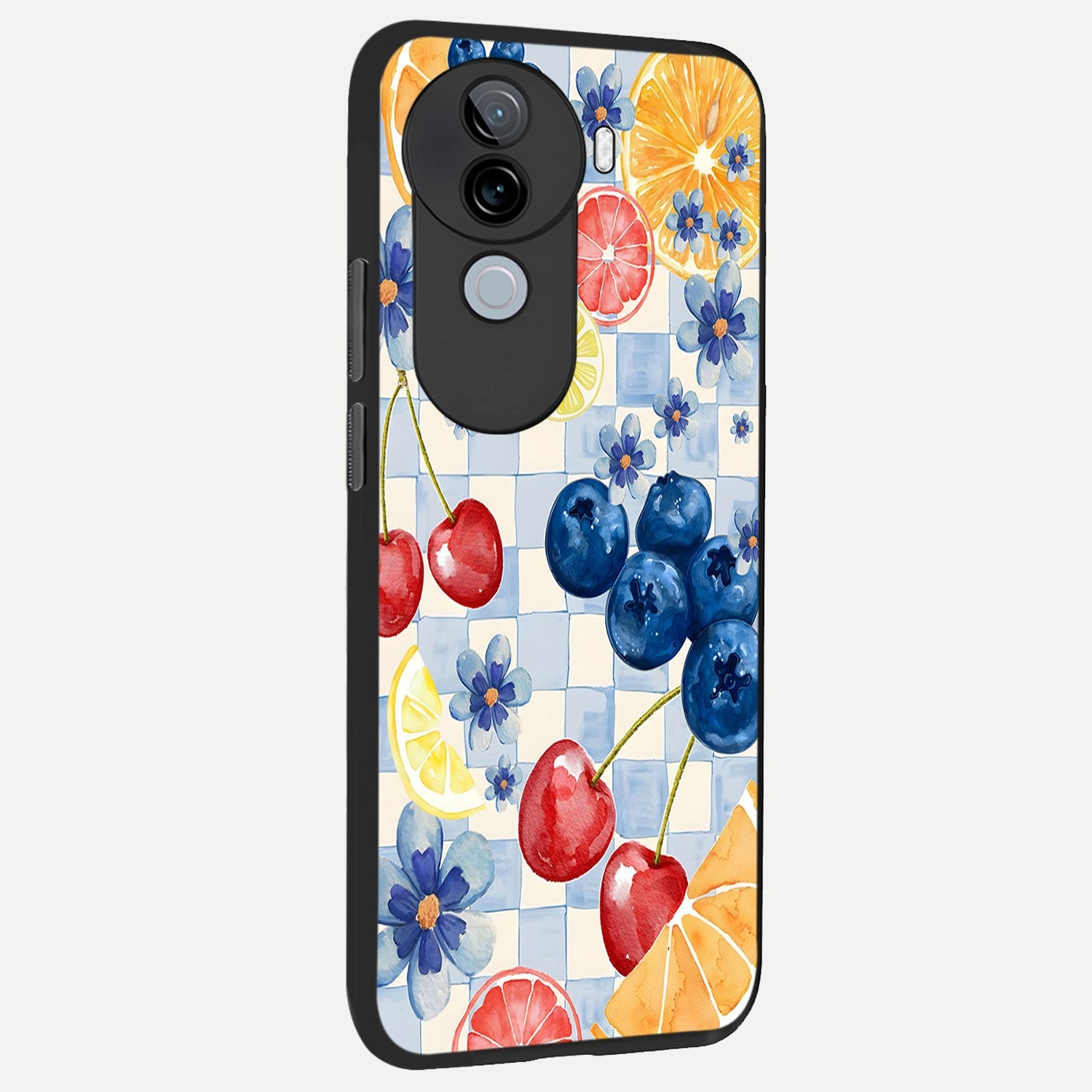  Citrus Bloom Joy back cover for iQOO Z9s slim fit glass case with vibrant aesthetic design