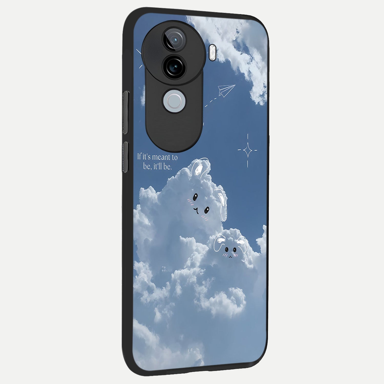 Cloud Bunny Dreams back cover for iQOO Z9s slim fit glass case with vibrant aesthetic design