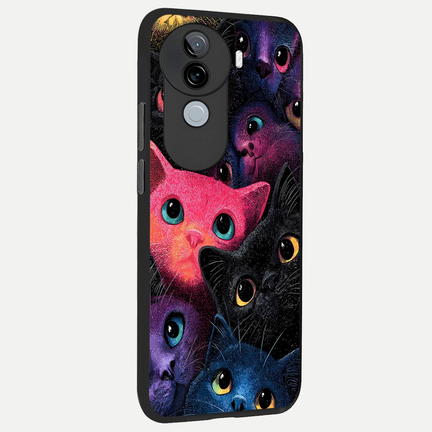  Cosmic Cats Dreams back cover for iQOO Z9s slim fit glass case with vibrant aesthetic design