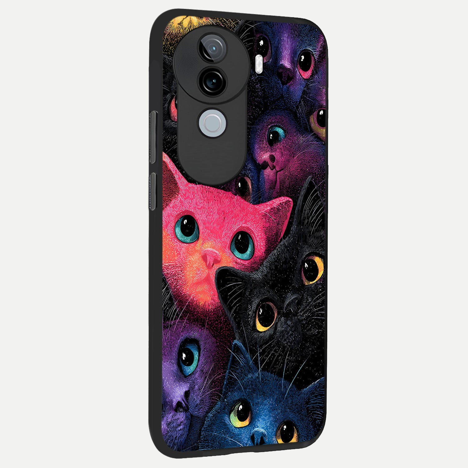  Cosmic Cats Dreams back cover for iQOO Z9s slim fit glass case with vibrant aesthetic design