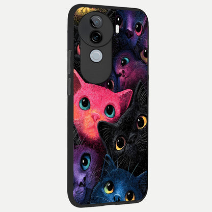  Cosmic Cats Dreams back cover for iQOO Z9s slim fit glass case with vibrant aesthetic design