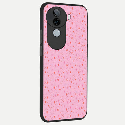  Cosmic Pink Sparkle back cover for iQOO Z9s slim fit glass case with vibrant aesthetic design