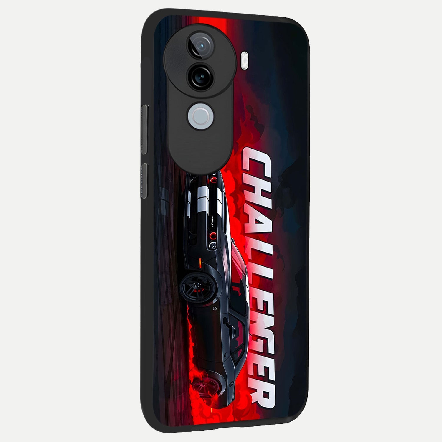  Crimson Challenger Fury back cover for iQOO Z9s slim fit glass case with vibrant aesthetic design