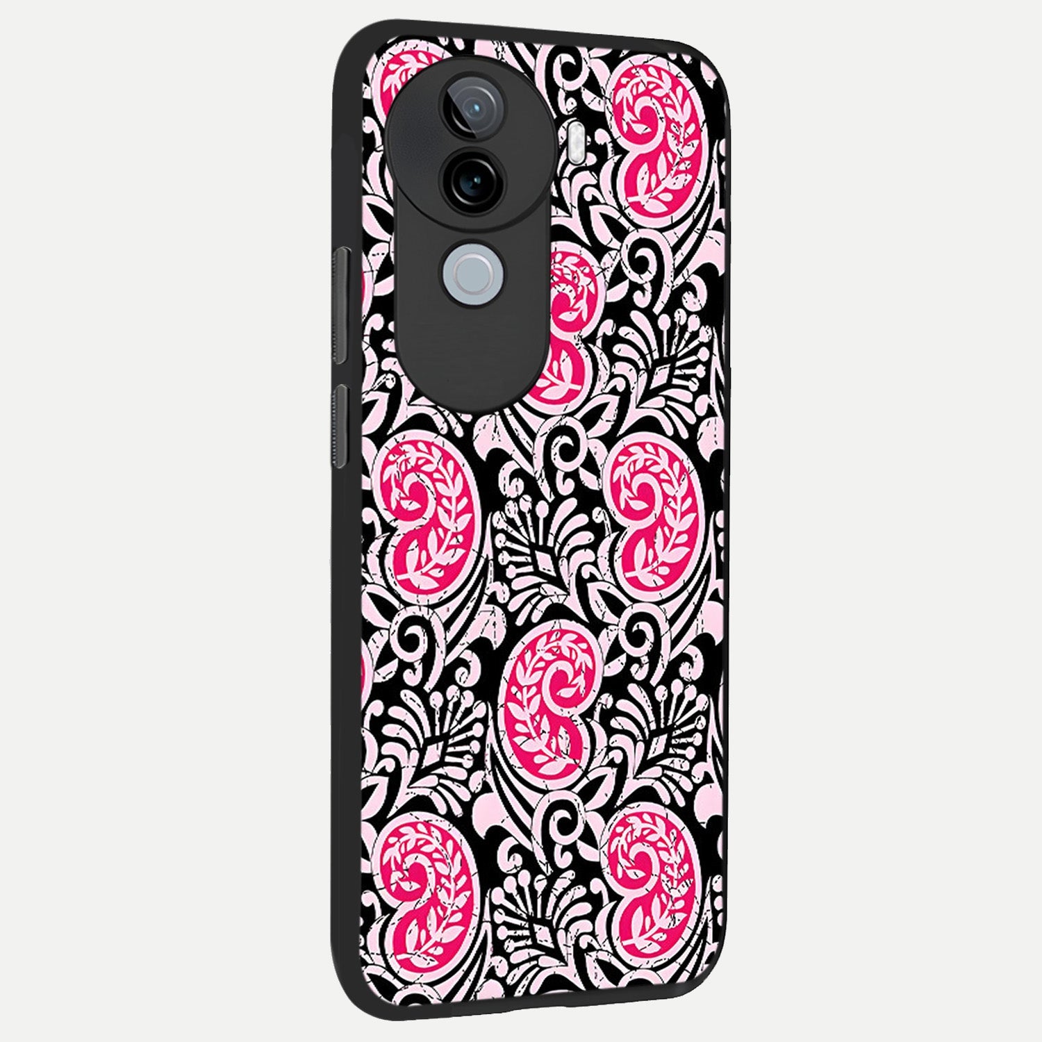  Crimson Paisley Charm back cover for iQOO Z9s slim fit glass case with vibrant aesthetic design
