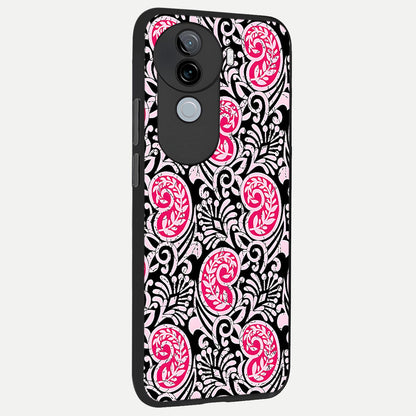  Crimson Paisley Charm back cover for iQOO Z9s slim fit glass case with vibrant aesthetic design