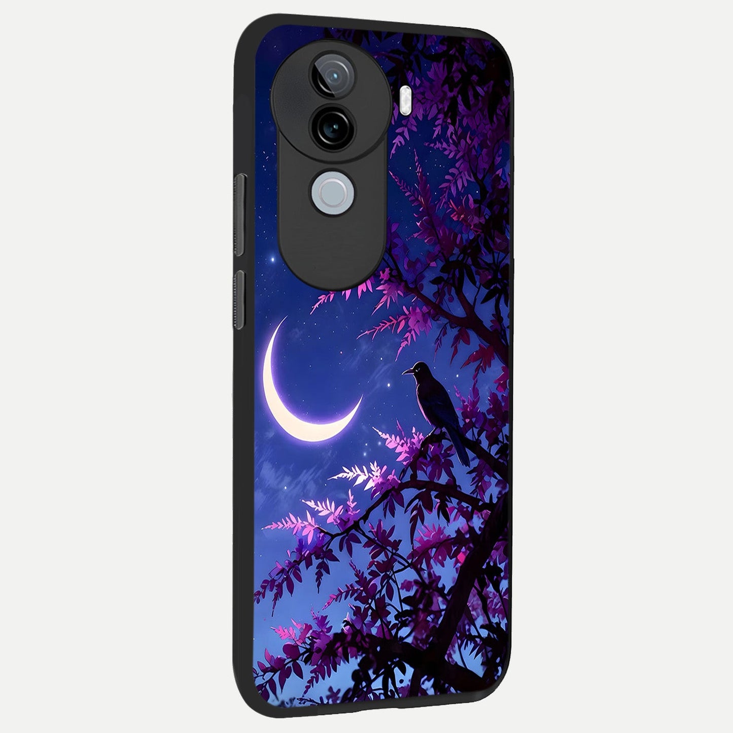  Crow And Moon Scenery back cover for iQOO Z9s slim fit glass case with vibrant aesthetic design