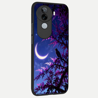  Crow And Moon Scenery back cover for iQOO Z9s slim fit glass case with vibrant aesthetic design