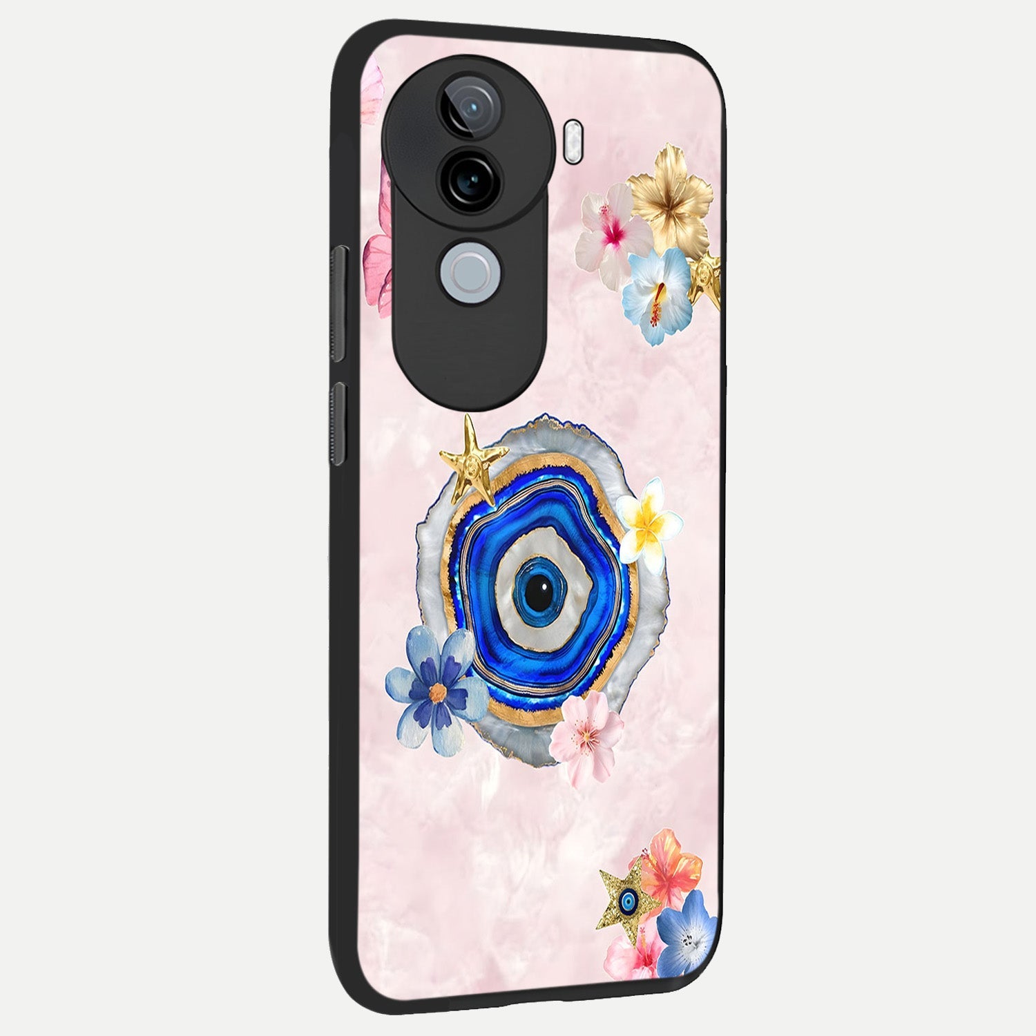  Divine Aura Bloom back cover for iQOO Z9s slim fit glass case with vibrant aesthetic design