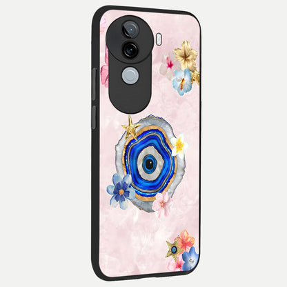  Divine Aura Bloom back cover for iQOO Z9s slim fit glass case with vibrant aesthetic design