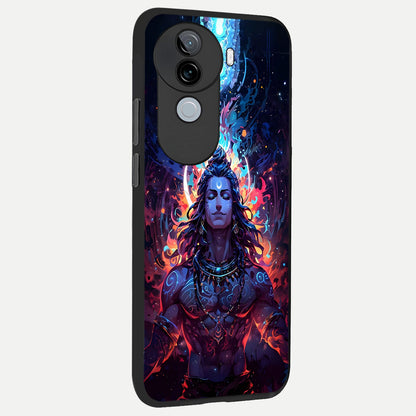  Divine Fire Shiv back cover for iQOO Z9s slim fit glass case with vibrant aesthetic design