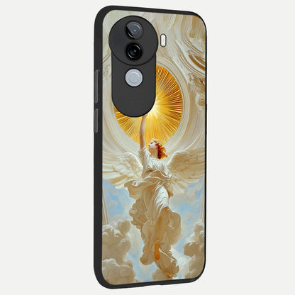  Divine Light Angel back cover for iQOO Z9s slim fit glass case with vibrant aesthetic design