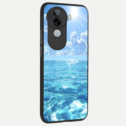  Endless Ocean Horizon back cover for iQOO Z9s slim fit glass case with vibrant aesthetic design