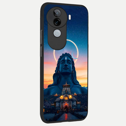  Eternal Shiva Aura back cover for iQOO Z9s slim fit glass case with vibrant aesthetic design
