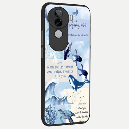  Faithful Ocean Promise back cover for iQOO Z9s slim fit glass case with vibrant aesthetic design