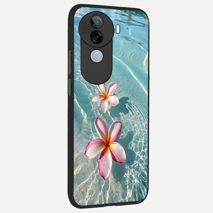  Floating Bloom Bliss back cover for iQOO Z9s slim fit glass case with vibrant aesthetic design