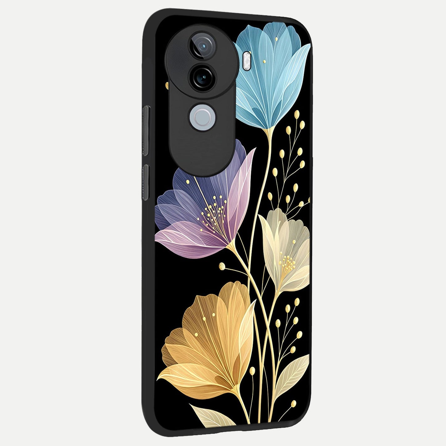  Flower Bloom Glow back cover for iQOO Z9s slim fit glass case with vibrant aesthetic design