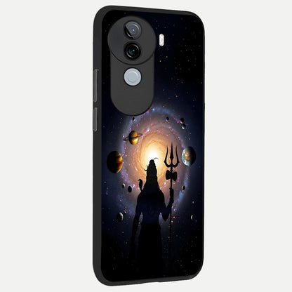  Galactic Shiva Vision back cover for iQOO Z9s slim fit glass case with vibrant aesthetic design