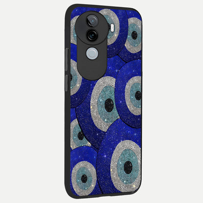  Galaxy Eye Flow back cover for iQOO Z9s slim fit glass case with vibrant aesthetic design