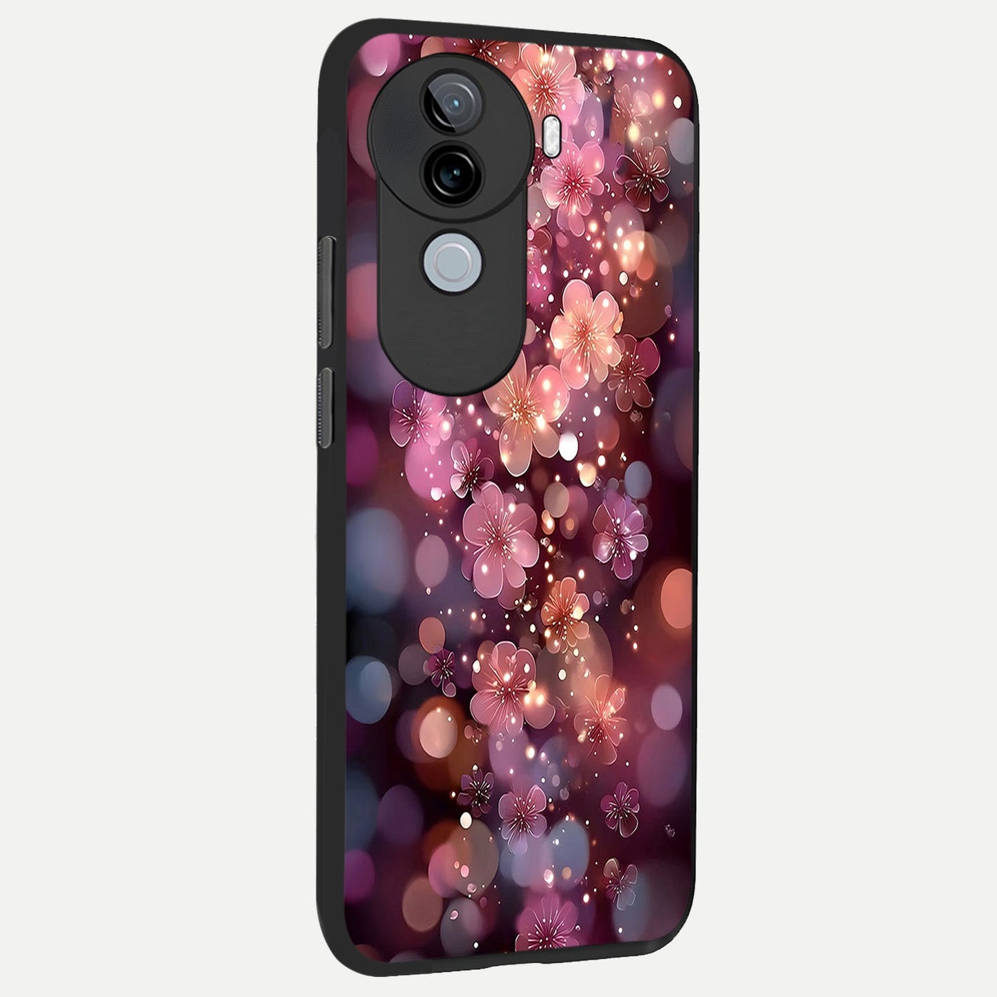  Glowing Petal Bliss back cover for iQOO Z9s slim fit glass case with vibrant aesthetic design