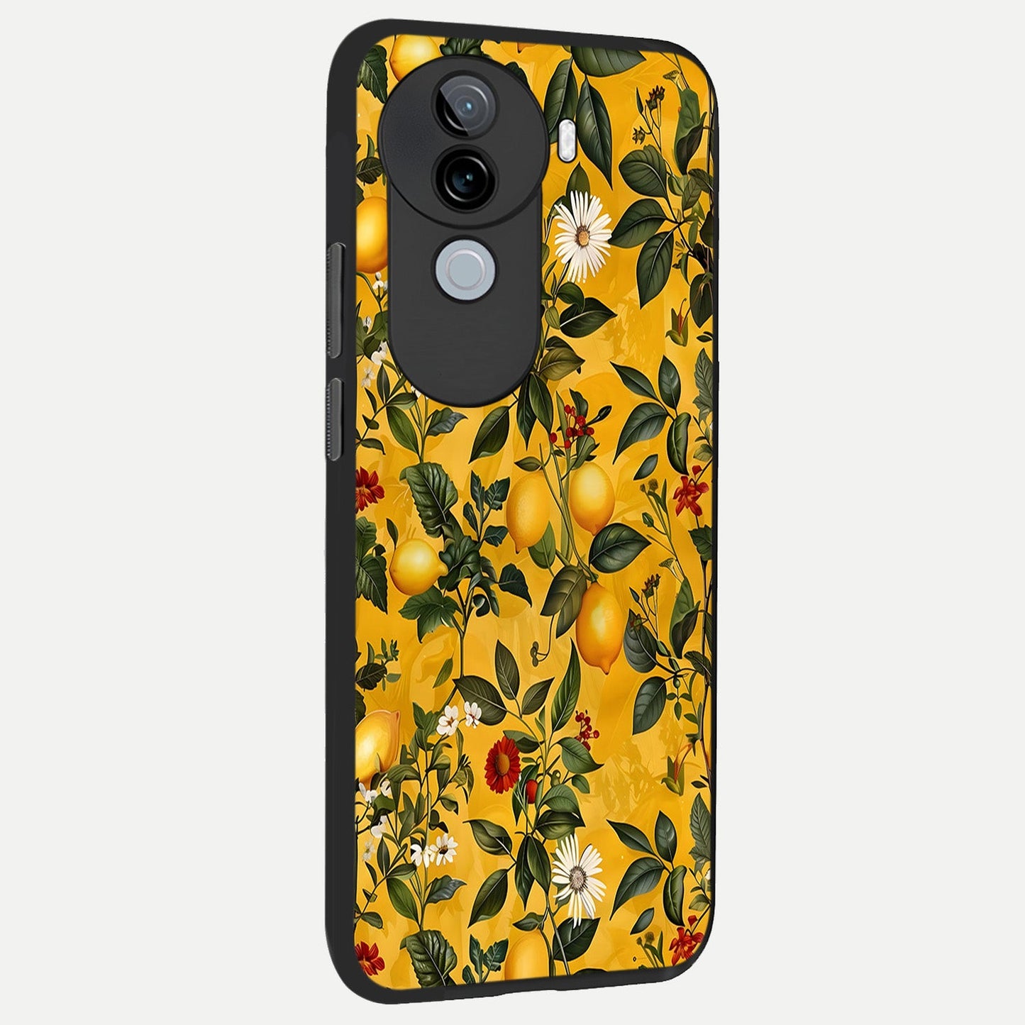 Golden Lemon Field back cover for iQOO Z9s slim fit glass case with vibrant aesthetic design