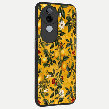  Golden Lemon Field back cover for iQOO Z9s slim fit glass case with vibrant aesthetic design
