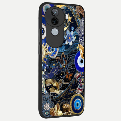  Golden Moon Magic back cover for iQOO Z9s slim fit glass case with vibrant aesthetic design