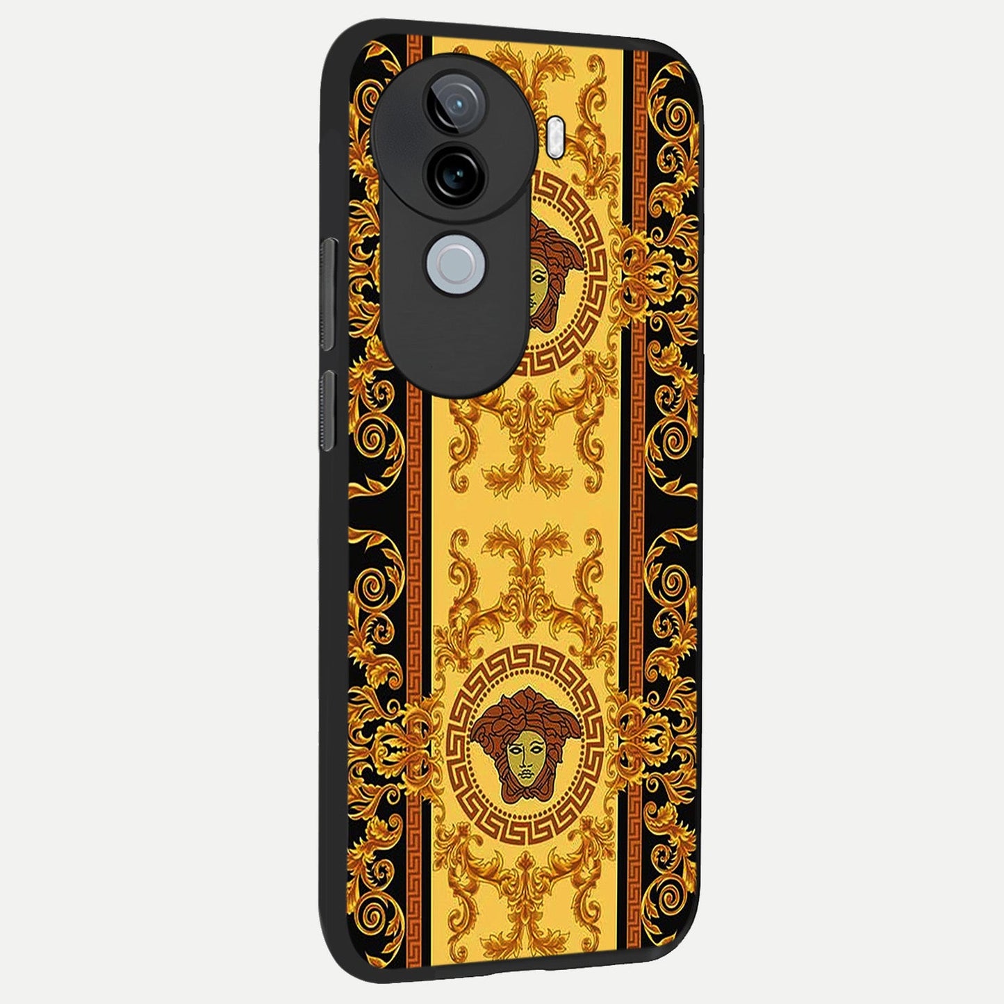  Golden Royal Heritage back cover for iQOO Z9s slim fit glass case with vibrant aesthetic design