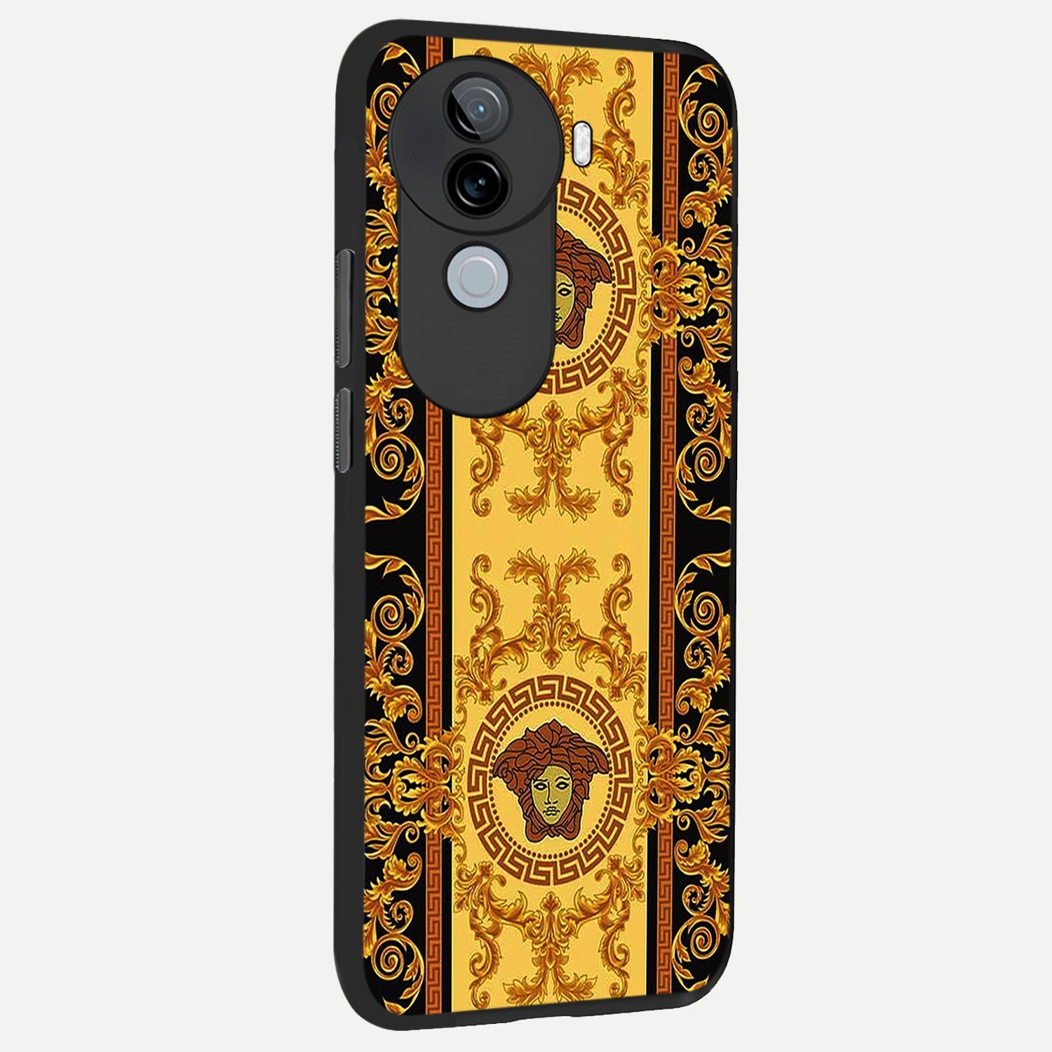  Golden Royal Heritage back cover for iQOO Z9s slim fit glass case with vibrant aesthetic design