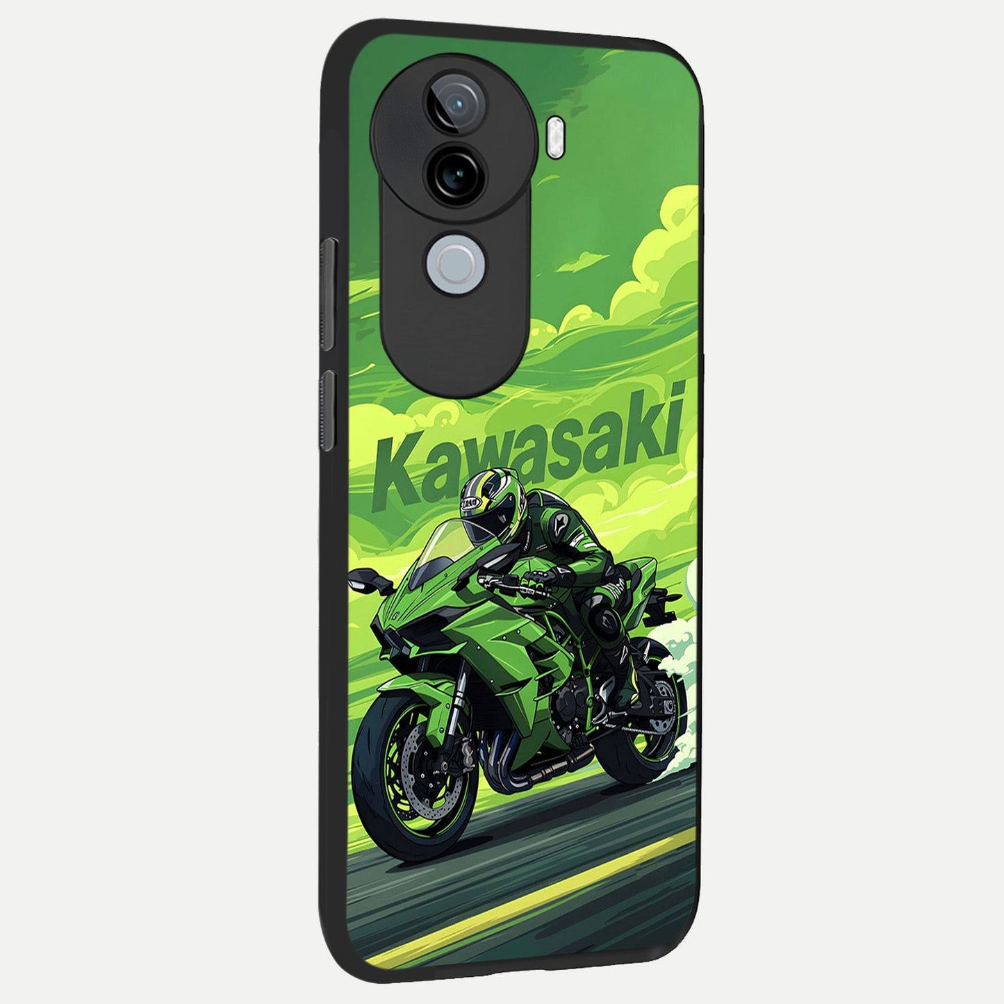  Greenery Sky back cover for iQOO Z9s slim fit glass case with vibrant aesthetic design