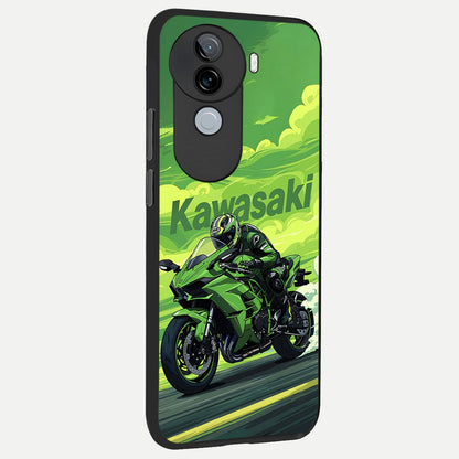  Greenery Sky back cover for iQOO Z9s slim fit glass case with vibrant aesthetic design