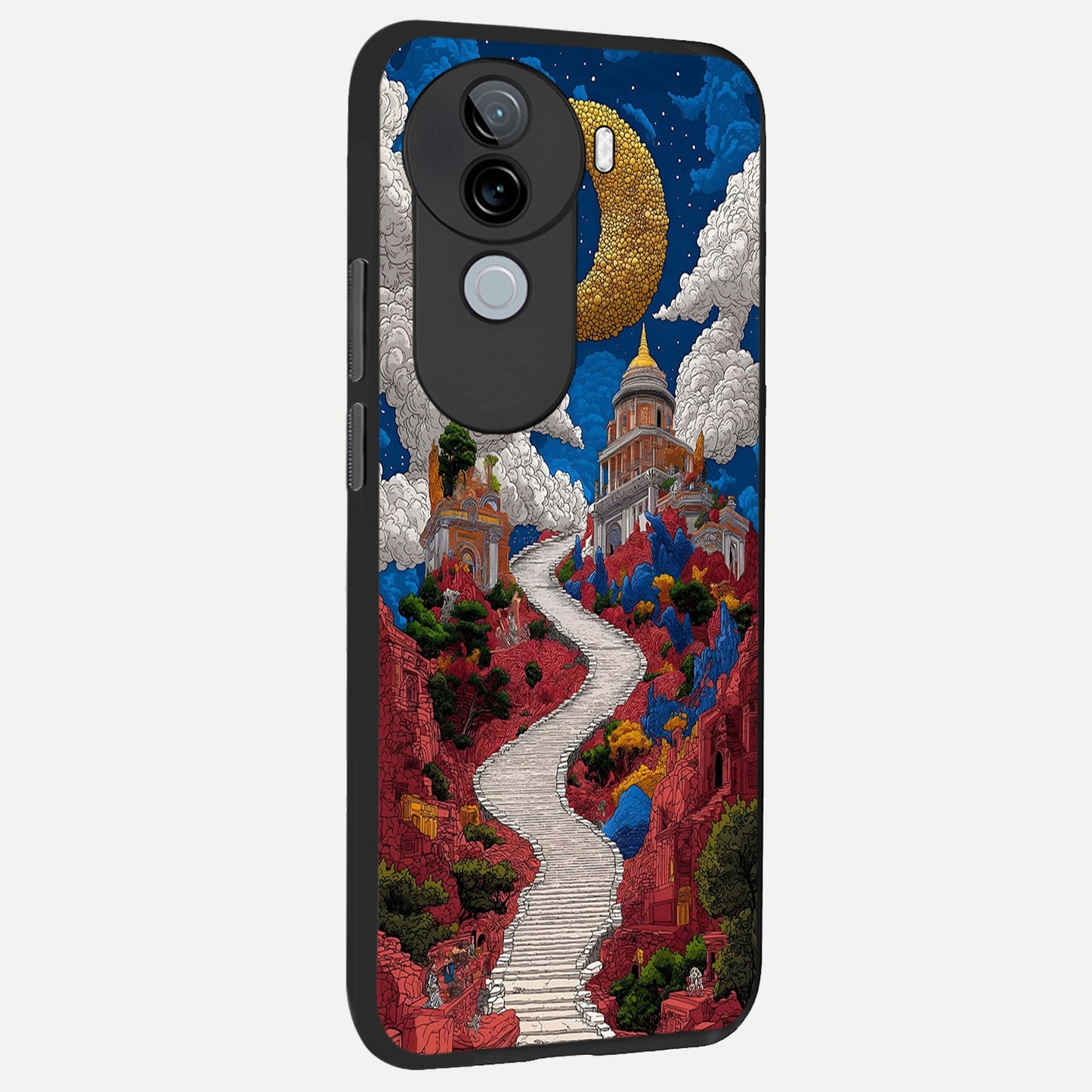  Heavenly Moon Path back cover for iQOO Z9s slim fit glass case with vibrant aesthetic design