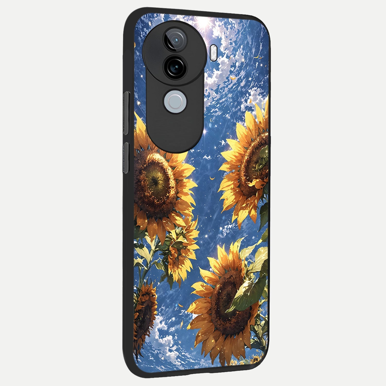  Heavenly Sunflower Rise back cover for iQOO Z9s slim fit glass case with vibrant aesthetic design