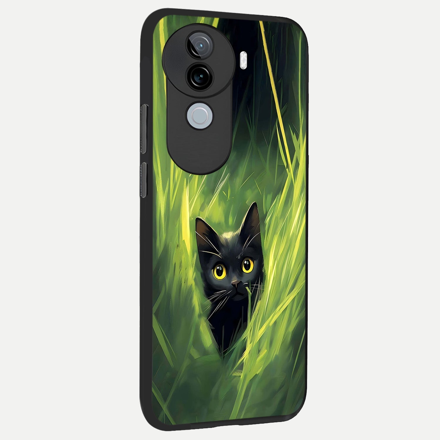  Hidden Cat Whisper back cover for iQOO Z9s slim fit glass case with vibrant aesthetic design