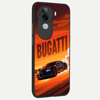  Inferno Bugatti Storm back cover for iQOO Z9s slim fit glass case with vibrant aesthetic design