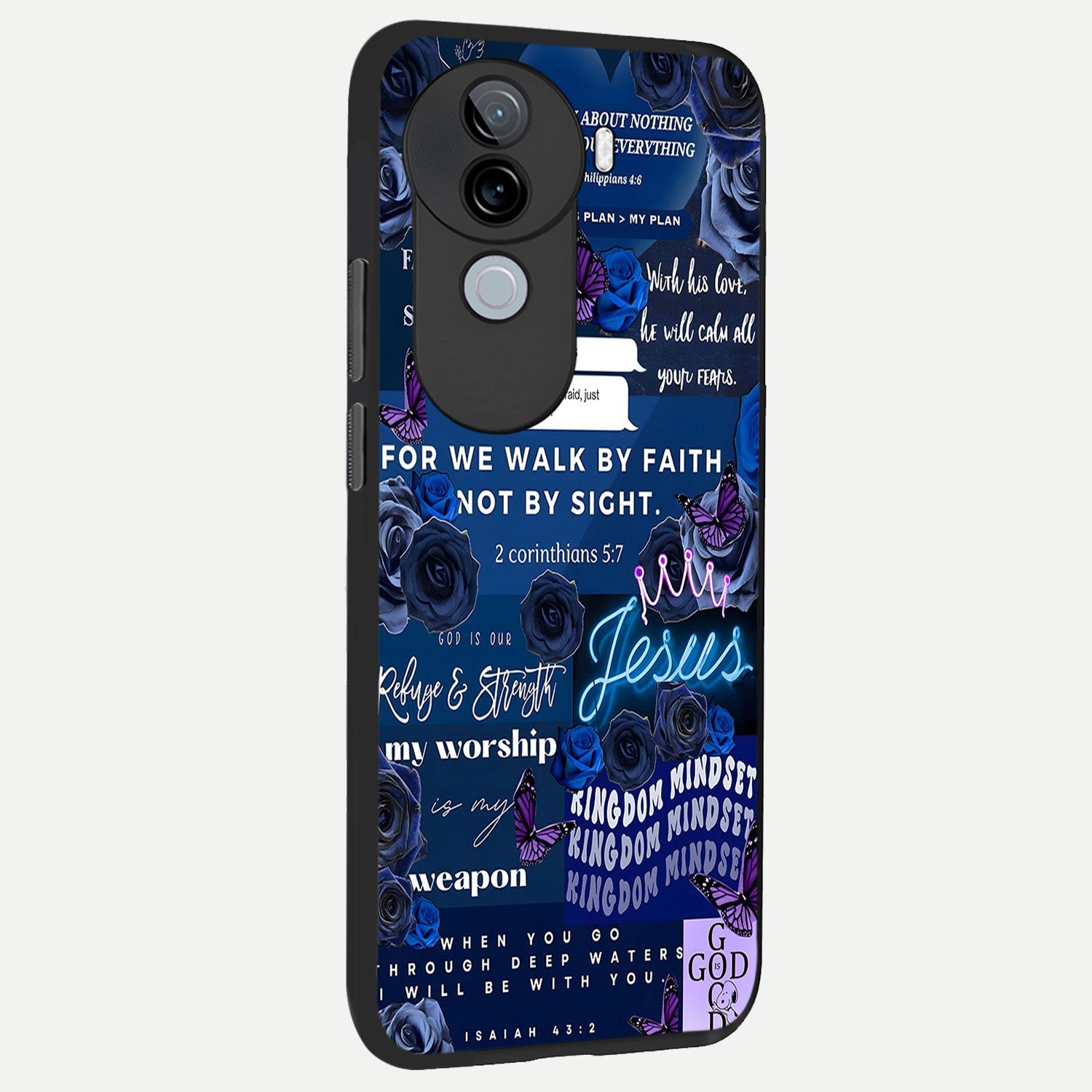  Kingdom Faith Glow back cover for iQOO Z9s slim fit glass case with vibrant aesthetic design