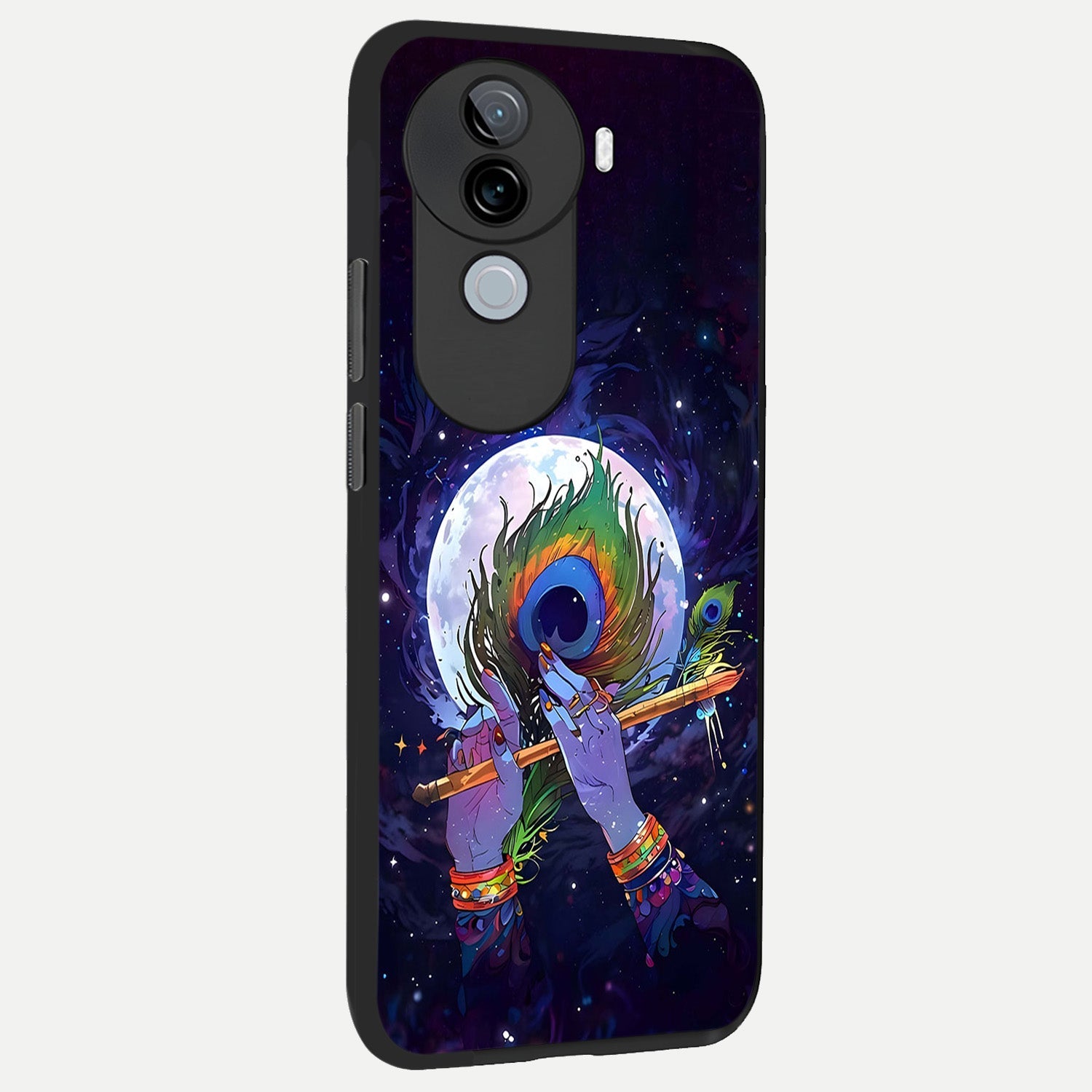  Krishna Hands Art back cover for iQOO Z9s slim fit glass case with vibrant aesthetic design
