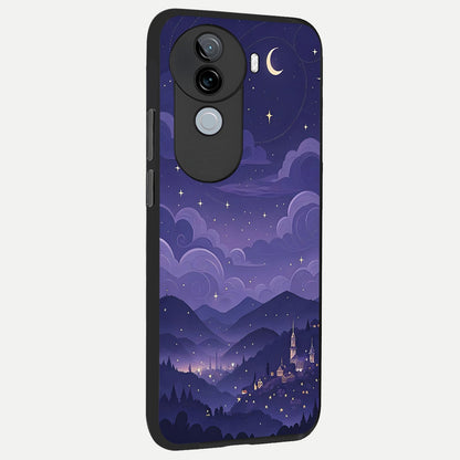  Minimal Night View back cover for iQOO Z9s slim fit glass case with vibrant aesthetic design