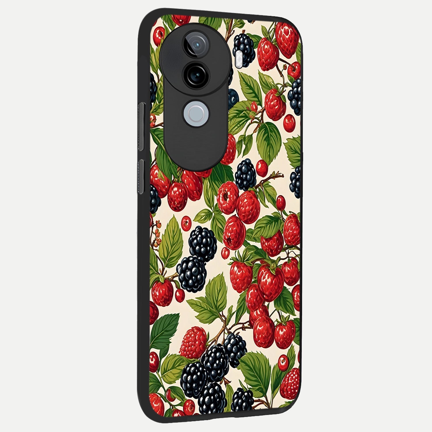  Mixed Berry Collage back cover for iQOO Z9s slim fit glass case with vibrant aesthetic design