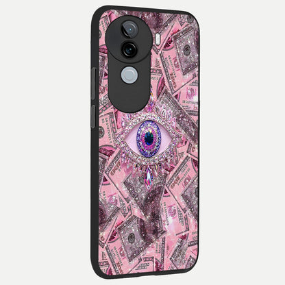  Money Eye Luxe back cover for iQOO Z9s slim fit glass case with vibrant aesthetic design