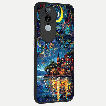  Moonlight Harbor Glow back cover for iQOO Z9s slim fit glass case with vibrant aesthetic design