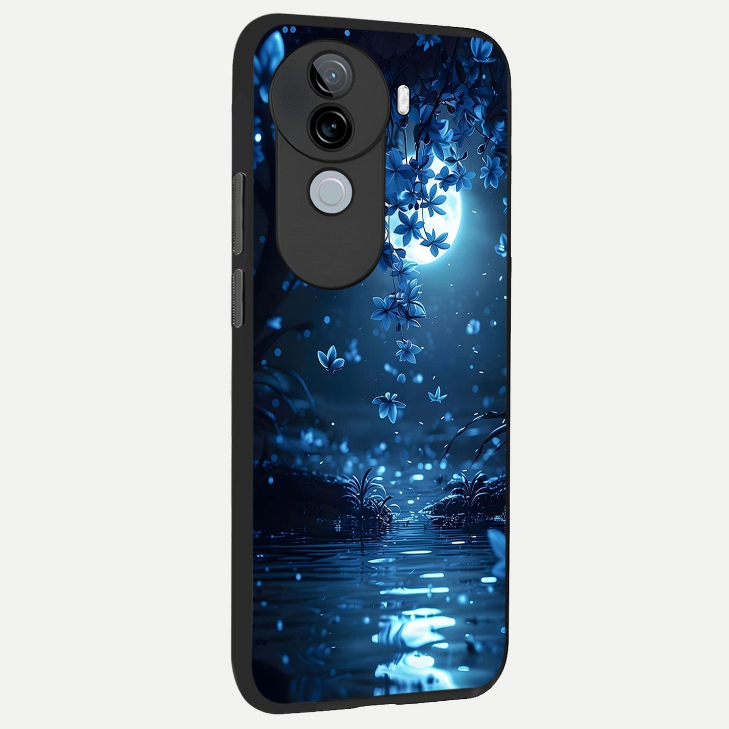  Moonlight Petal Dream back cover for iQOO Z9s slim fit glass case with vibrant aesthetic design