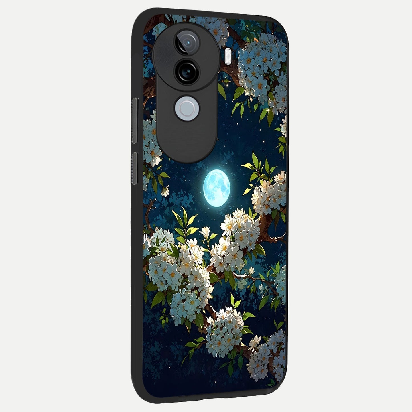  Moonlit Blossom Dream back cover for iQOO Z9s slim fit glass case with vibrant aesthetic design