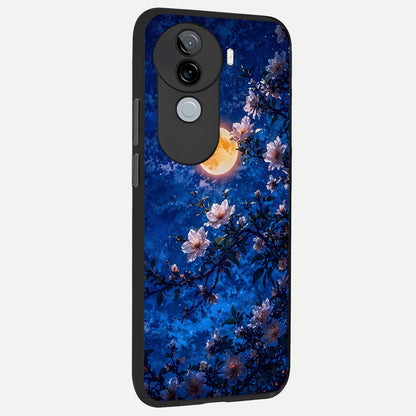  Moonlit Blossoms Night back cover for iQOO Z9s slim fit glass case with vibrant aesthetic design