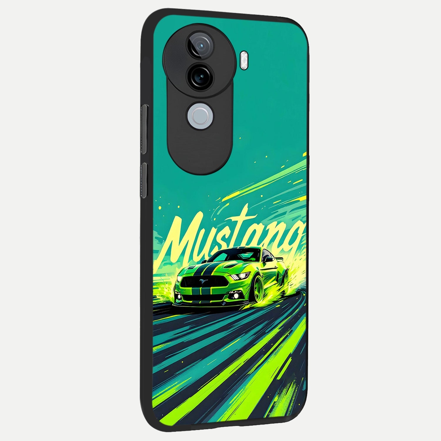  Mustang Bang back cover for iQOO Z9s slim fit glass case with vibrant aesthetic design