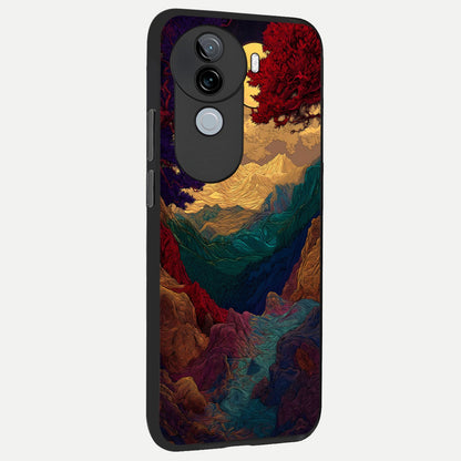  Mystic Valley Light back cover for iQOO Z9s slim fit glass case with vibrant aesthetic design