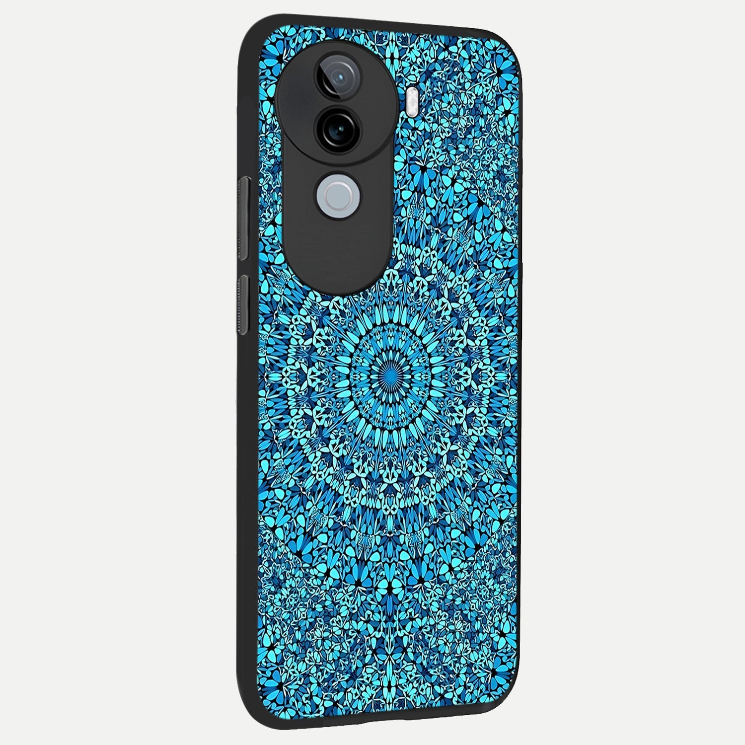  Ocean Bloom Mandala back cover for iQOO Z9s slim fit glass case with vibrant aesthetic design